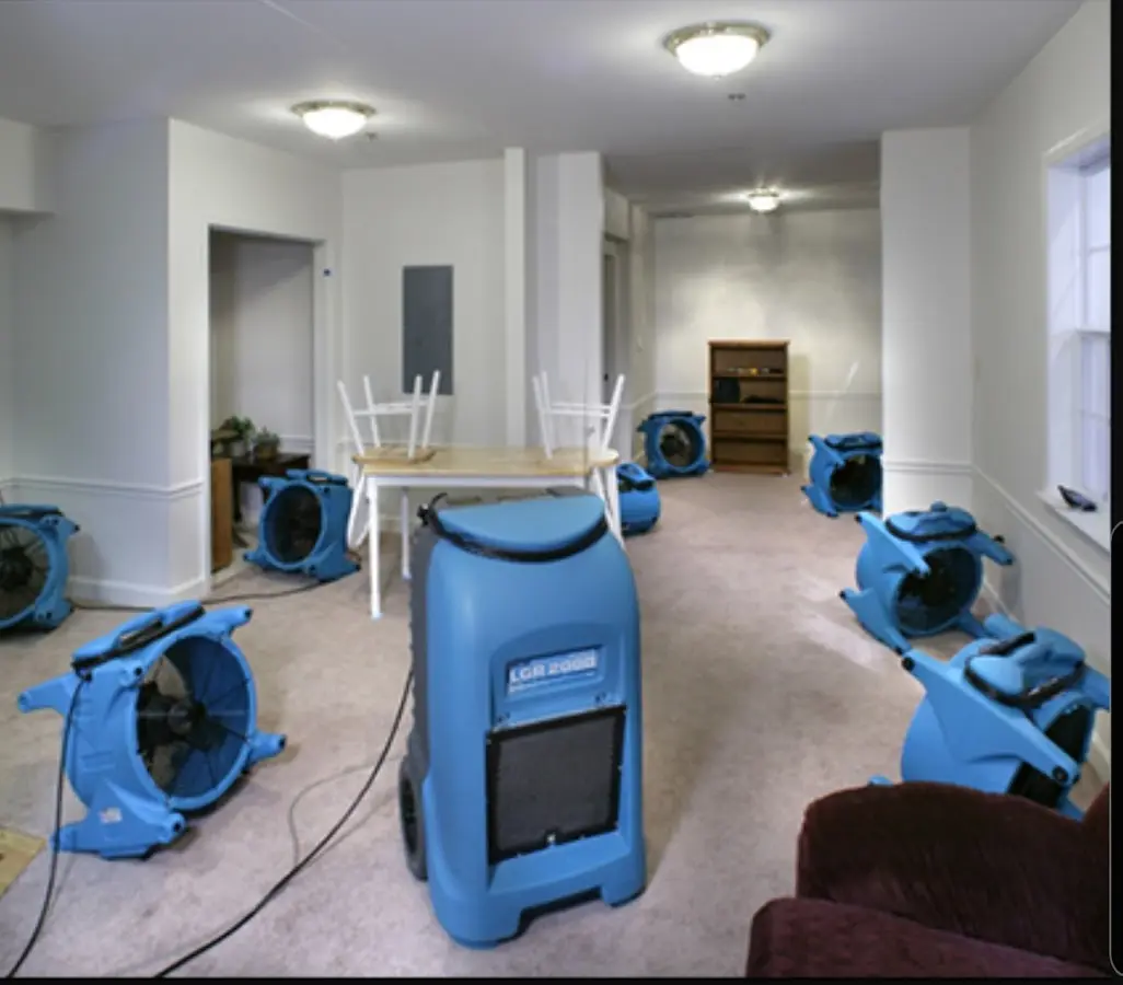 Air movers and dehumidifier setup for Water Damage Restoration in Fort Pierce North